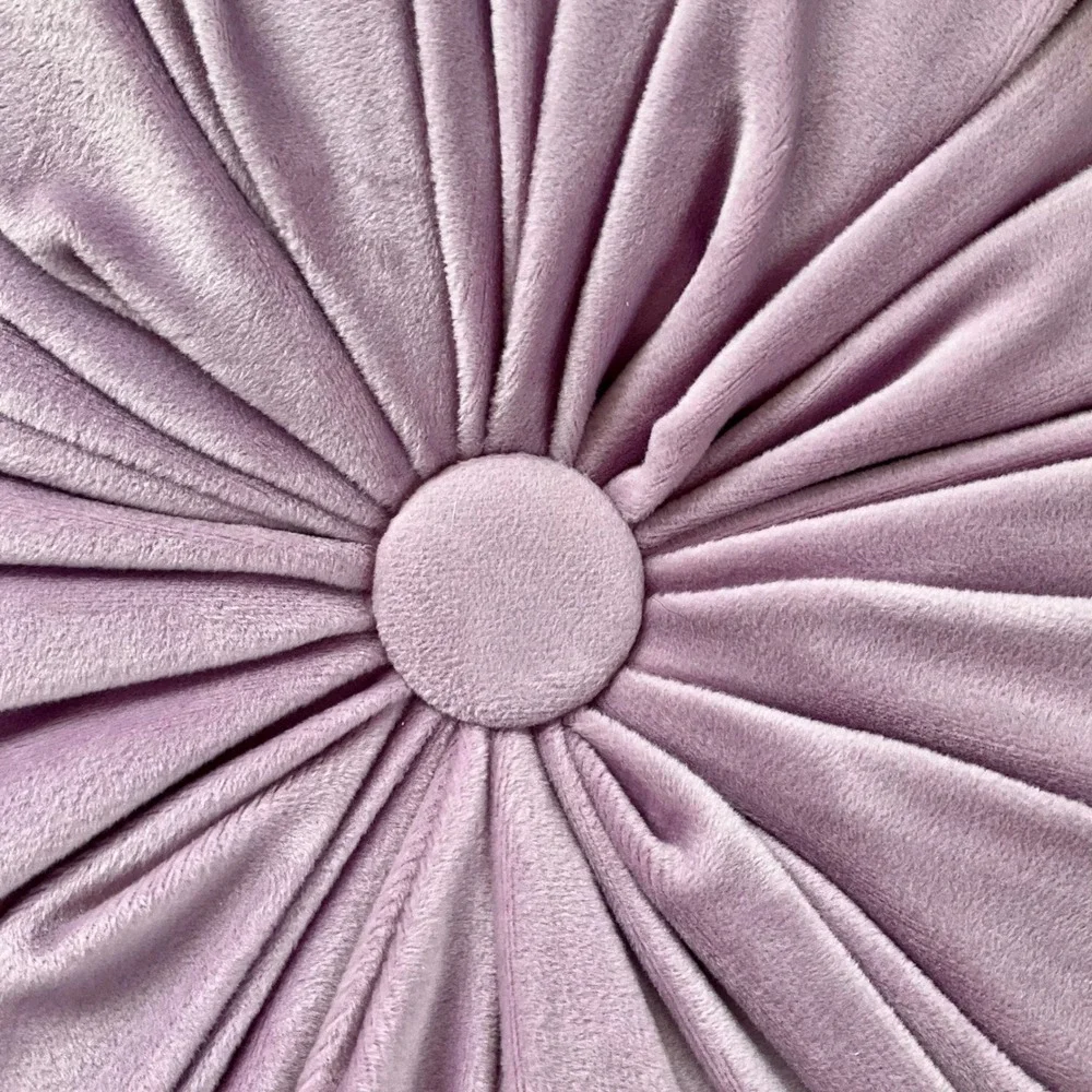 HIG Round Velvet Pleated Throw Pillows Set of 2 Dusty Mauve Lavender‎ Decorative